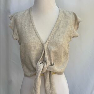Abercrombie & Fitch Beige Tie-Front Women Top